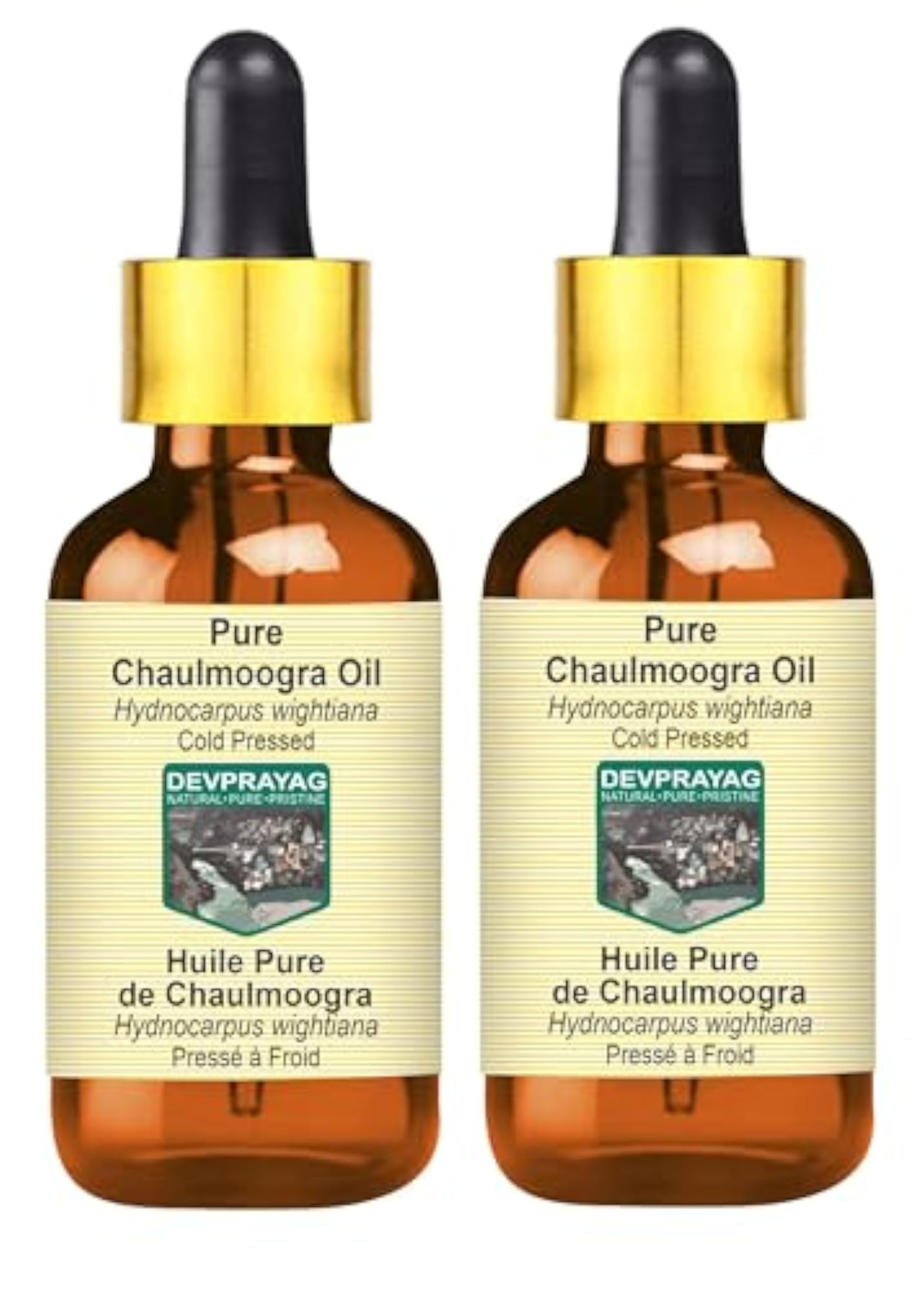 Pure Chaulmoogra Oil with Glass Dropper, Cold Pressed